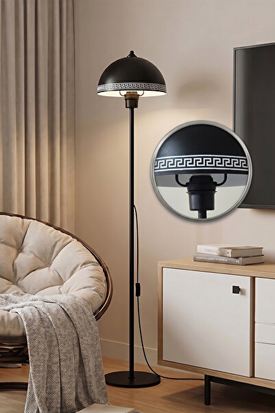 Marrien Luna Luxury Tek Ayaklı Siyah Modern Metal Lambader Oturma Odası & Yat...