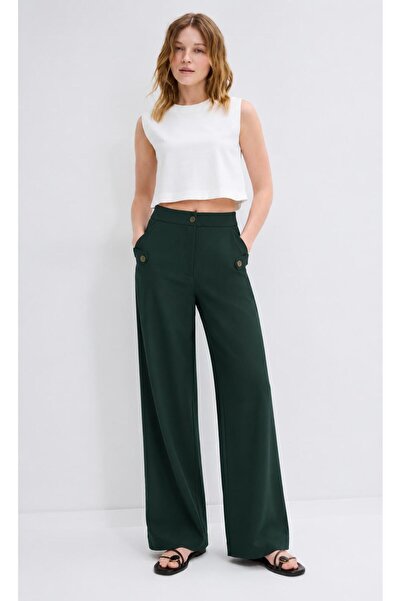 RESSHO High Waist Pocketed Polyviscon Palazzo Pants – Stylish Women's Trouser...