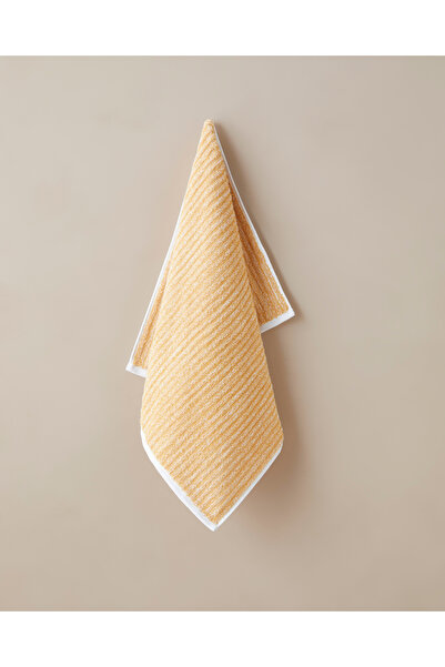 English Home Melange Stripe Pamuk Yüz Havlusu 50x80 cm Sarı