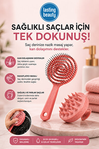 lasting beauty فرشاة العناية بالشعر، مشط ثلاثي الأبعاد + مشط تدليك الشعر، مجم...