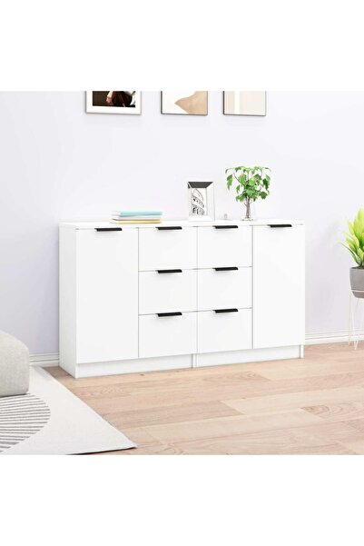 Concept Servante, 2 buc., alb, 60x30x70 cm, lemn prelucrat