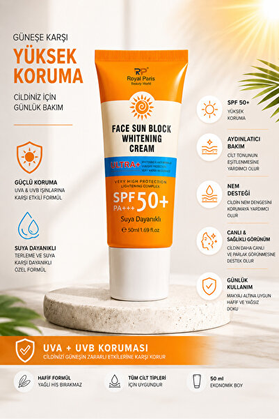 lawrenceshop SPF 50+ Yüz Güneş Kremi Suya Dayanıklı Whitening Face Sun Block ...