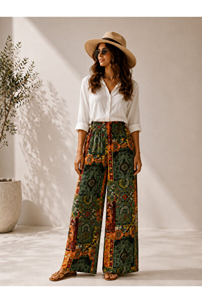Levine Desenli Viskon Palazzo Pantolon Premium Summer Fit