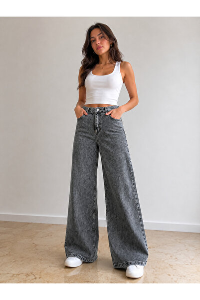 St.Poll Christian 90's Palazzo Salaş Paça Süper Yüksek Bel Jean Pantolon