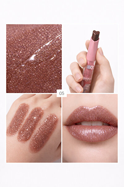 magic casa Number 05 Glitter Gel Lipstick Cool Kitten |   Hearted End |   Shiny & Moisturizing Effect, Perfect Appearance