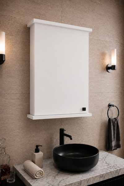 Orysa Design BD-2 Tek Kapaklı Aynasız Banyo Dolabı, Duvar Dolabı - Beyaz