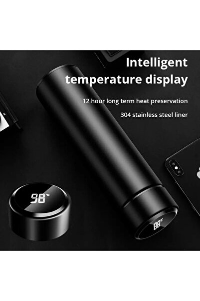 FLYONLOOK كوب ترمس سعة 500 مل مع مؤشر متدرج وميزة الحفاظ على الحرارة والبرودة...