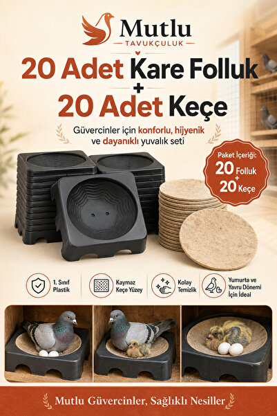 MUTLU TAVUKÇULUK Folluk 20 Adet 20 Adet Keçe Güvercin Kare Güvercin Folluğu V...