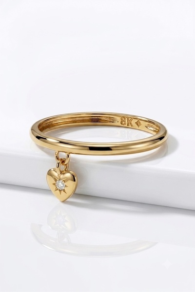 Pure Love ATELIER Kalp Sallantılı, Pırlantalı Altın Yüzük