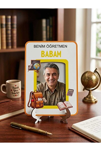 wood 14 dizayn Babalar Günü Hediyesi Kişiye Özel Ahşap Fotoğraf Çerçevesi | Ö...