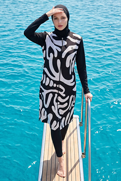 InStyle ملابس سباحة حجاب سوداء طويلة مغطاة 4 قطع 6251A