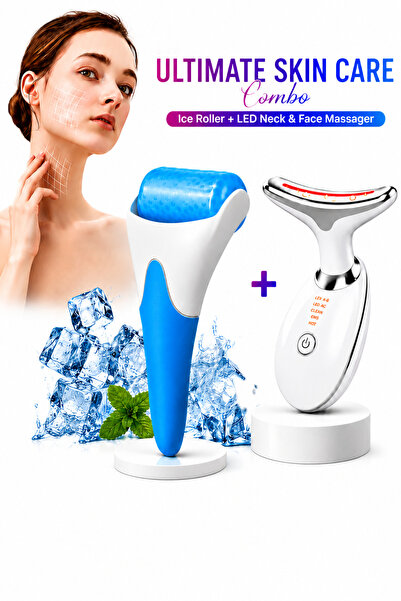 Denx 2-in-1 Beauty Care Combo Set LED Face & Neck Massager with 3 Color Light...