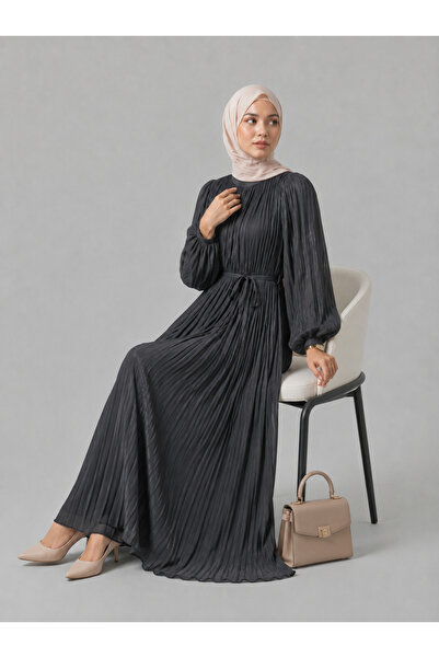 MY QILAM Rochie de seară elegantă pentru femei, cu mâneci bufante, cu curea, ...