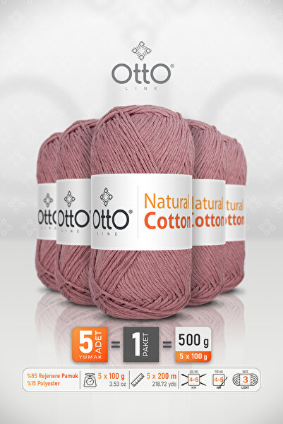 Otto Natural Cotton - Gül Kurusu (6037) - 5'li Paket - 2mm/100gr/200m - Pamuk...