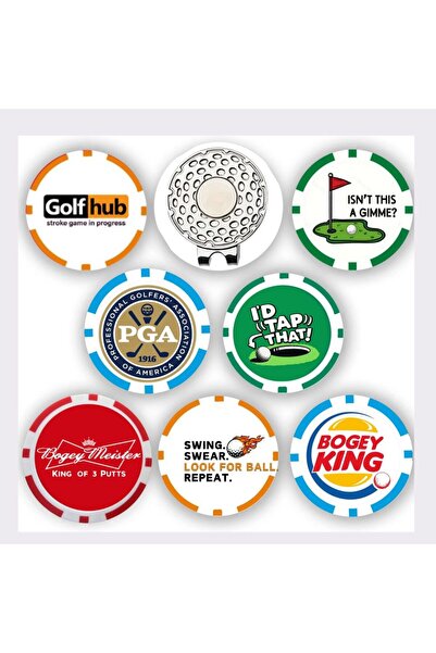 Choice مجموعة من 7 علامات كرات غولف PGA مع مشبك مغناطيسي للقبعة - علامات غولف...
