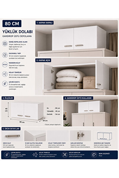 Kenyap Plus 812500 Gardrop Üzeri Yüklük Dolabı 80 Cm En