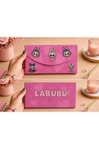 4nio KALPLİ PEMBE LABUBU MEKTUP DEFTER