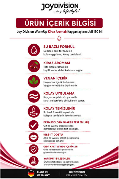 Joy Division Warmup Kiraz Aromalı Kayganlaştırıcı Jel 150 Ml
