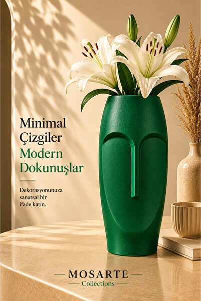 Mosarte Stoneface Series Minimalist Soyut Yüz Vazo / Heykel – Modern Dekorati...