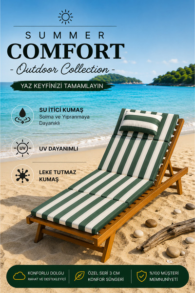 GÜLHOME ŞEZLONG MİNDERİ A KALİTE SU GEÇİRMEZ