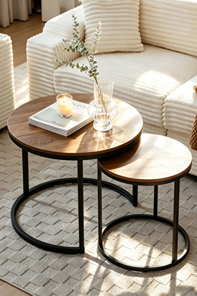 Shangxing Coffee Nesting Table Set (Two Pieces), Two-piece round center table...