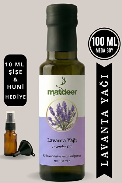 MATDEER 100 ml Lavanta Yağı - Aromaterapik Rahatlatıcı Cilt ve Ortam Kokusu -...