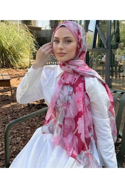 YILDIZ SCARFS Müjgan Desen Hint Pamuk Şal - Fuşya