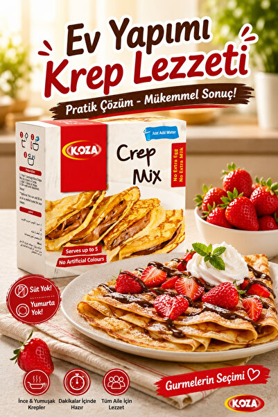 Koza Gurme Pratik Lezzet Ev Yapımı Krep Karışımı Hazır Krep Hamuru Tozu 216 G...