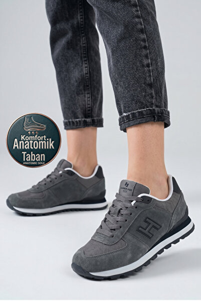 Hammer Jack Rahat Unısex Lifestyle Sneaker Spor Ayakkabı Hakiki Deri Gri Peru...