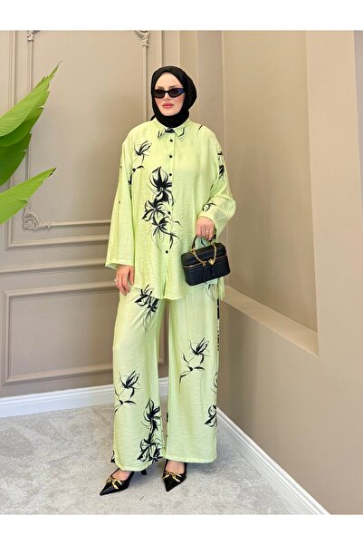 ALLİNOFFİCİAL Bamboo Relax Fit Patterned Set Green