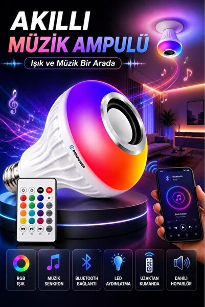 DEMPOWER Kumandalı Ampul Şekilli Led Işıklı Bluetooth Hoparlör