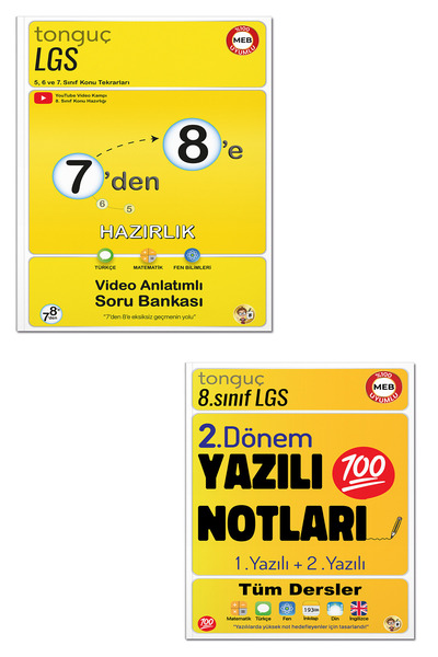 Tonguç Yayınları 7'den 8'e Hazırlık Kitabı Ve 8. Sınıf 2. Dönem 1 Ve 2. Yazıl...