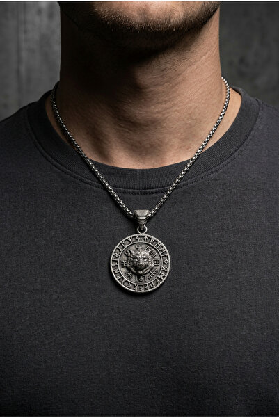 Begondio Kurt Vegvisir Pusula El İşçiliği Paslanmaz Çelik Zincir Erkek Kolye