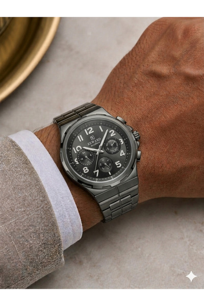 Reward Men's Black Metal Cord Black Dial Functional Wristwatch 2 Years Warranty