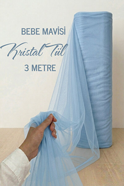 AZREN STORE Baby Blue Decoration Tulle 3 Meters, Bundle Tulle, Engagement Tul...