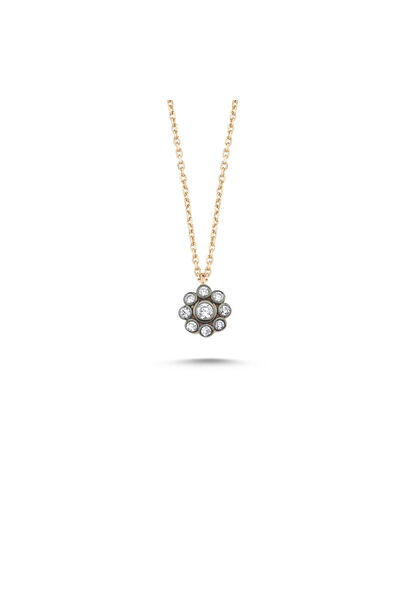 Sembol Gold Elmas Montür Rose Altın Kolye 0.5 Cm