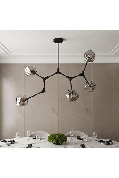 PAN HOME Rubix 5-light G9 Glass Pendant Lamp 105x70x75cm - Black