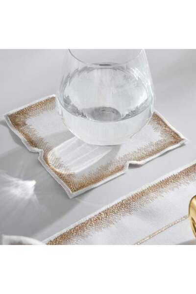 PAN HOME Celebrations Embroidered 4piece Coaster Set 14x14cm - Gold