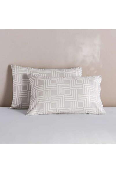PAN HOME Everyday Geometric 2pc Printed Pillowcover Set 50x75 Cm-beige