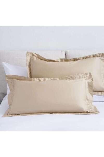 PAN HOME Luxe Cotton Tencel 2-piece Oxford Pillow Case Set 50x90+5cm - Sand