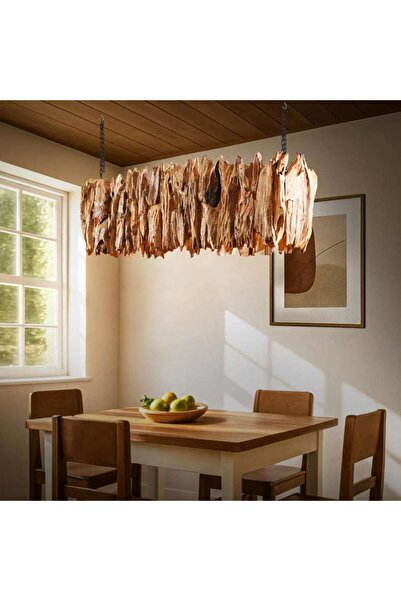 PAN HOME Alessio 4-Light E27 Wooden Pendant Lamp Dia 165x35x45cm - Natural