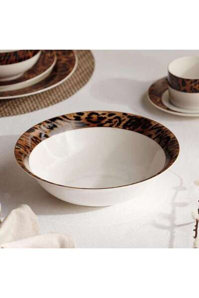 PAN HOME Savanna New Bone China Salad Bowl Dia22x8cm -warm Gold & Black