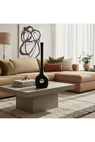 PAN HOME مزهرية معدنية ثقيلة من هودور مقاس 15×13×50 سم - لون أسود