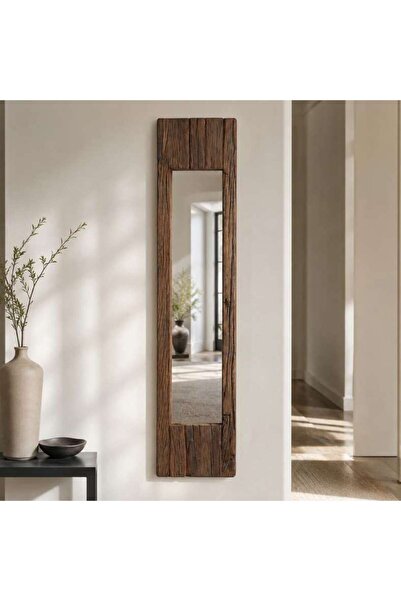 PAN HOME Raffin Wooden Frame Wall Mirror 25x120cm - Brown