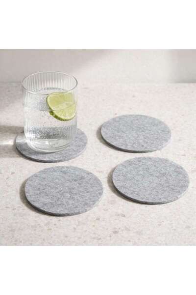 PAN HOME Eco 4 Piece Round Coaster Set 10x10cm - Grey