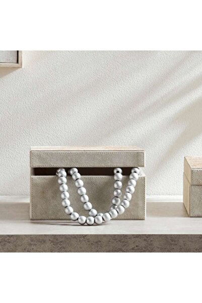 PAN HOME صندوق جلدي منقوش بالخط العربي 20×20×10 سم - لون عاجي