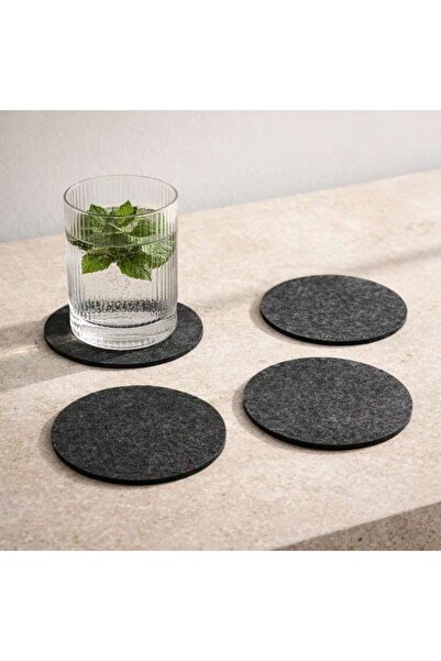 PAN HOME Eco 4 Piece Round Coaster Set 10x10cm-black