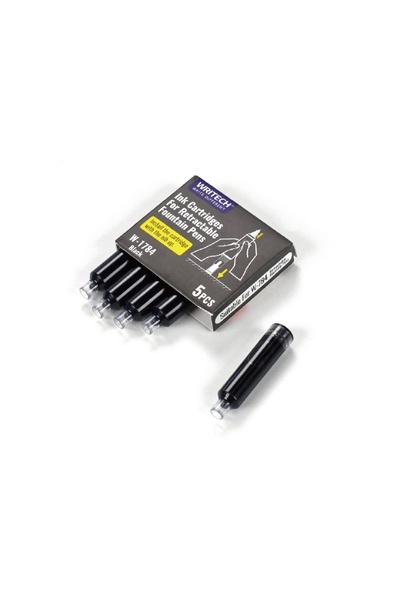 Writech Set de 5 cartușe de cerneală pentru pix retractabil, negru