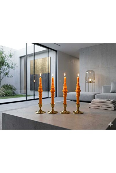 SCA CANDLE Dekoratif Mum Şamanlık Mum Gül model Turuncu Renk 2 2'li Modern De...