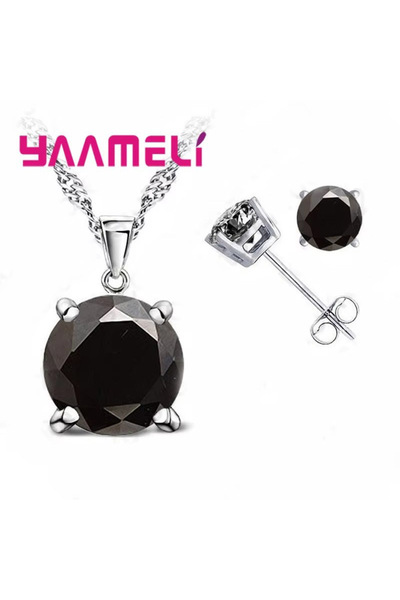 Choice7 black Fast Shipping 925 Serling Silver Color Shiny Cubic Zirconia Nec...